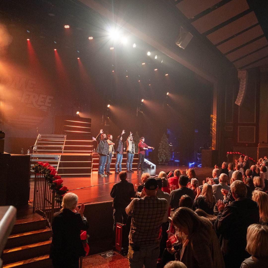 a clear view of a band on a stage